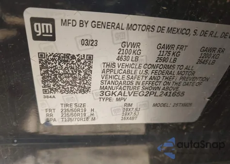 2023 GMC Terrain Awd Slt из США, поврежденный, VIN 3GKALVEG2PL241655